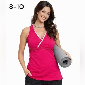 LULULEMON Deep V Athletic Tank **Size 8-10 Crossbody Mesh Back w Pocket W1D115